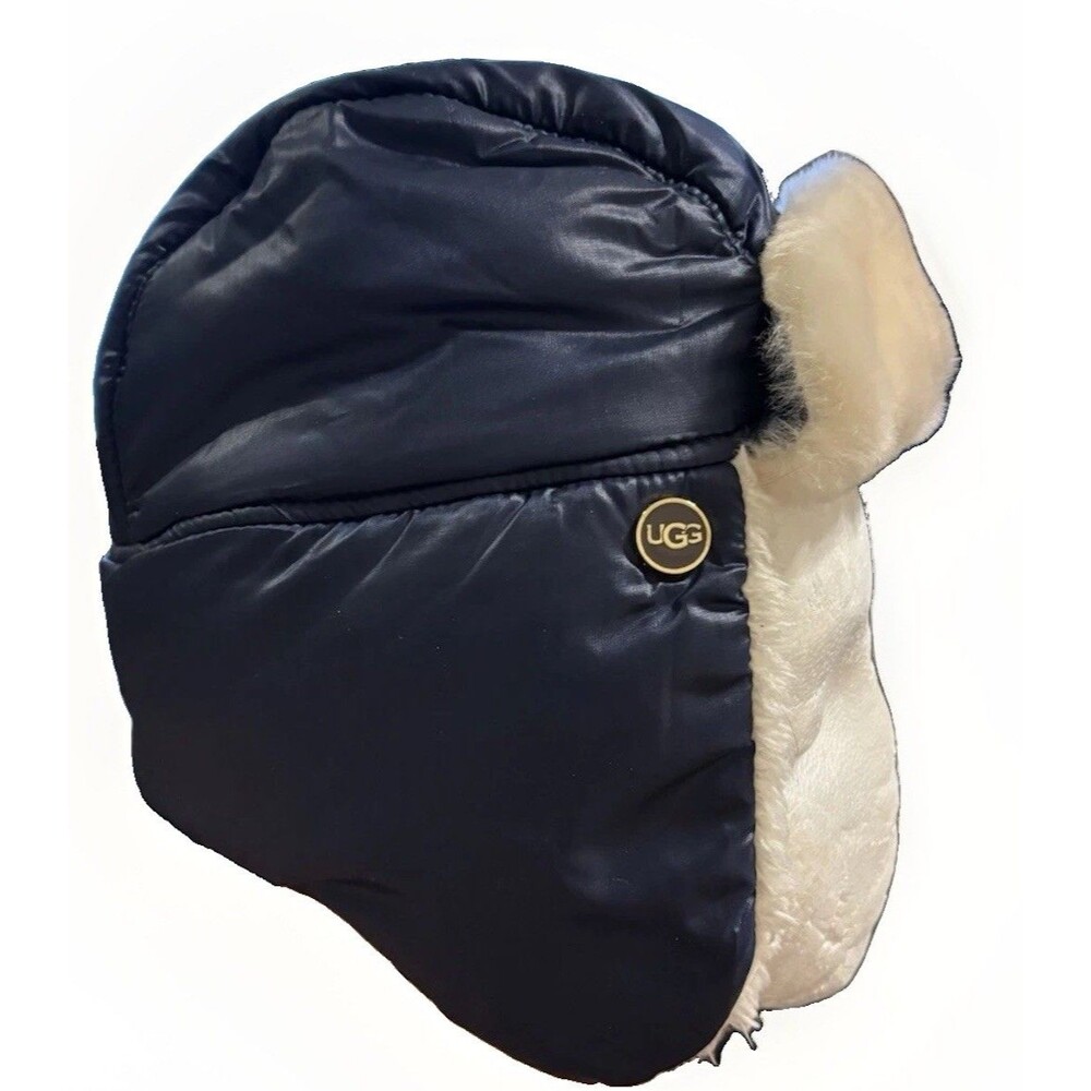 UGG Kids Blue Shearling Lined Trapper Hat Ear Flap One Size